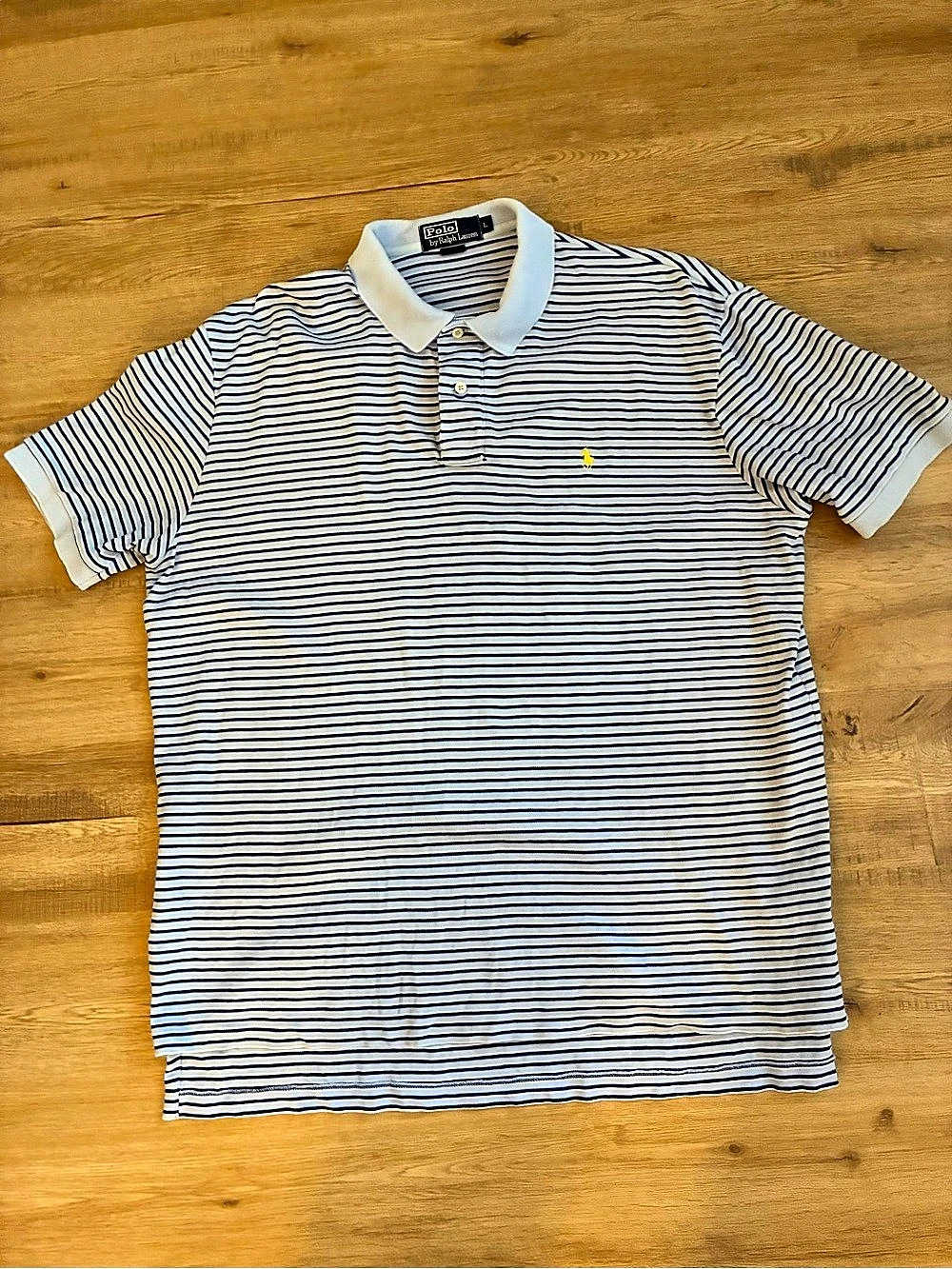 Ralph LaurenStriped Polo Shirt in Blue & White Size Medium